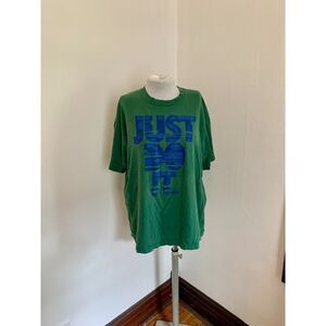 NIKE VTG 90s 2000s Hunter Green Worn “Just Do This” Loose Fit Blue Soft Cotton